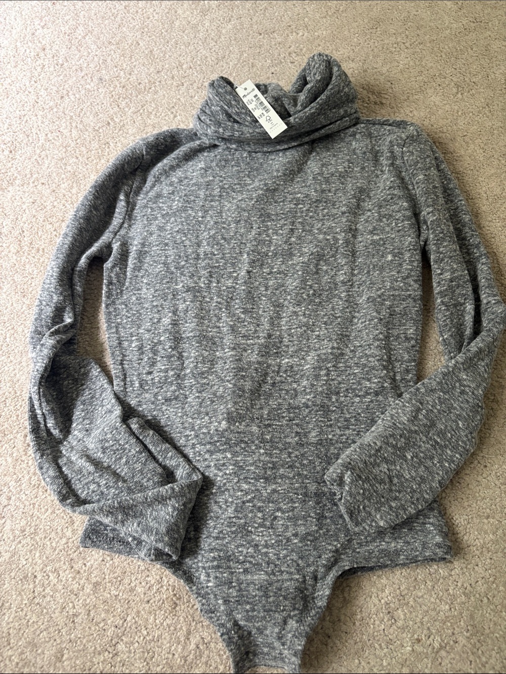 Madewell Gray Marled Turtleneck Bodysuit